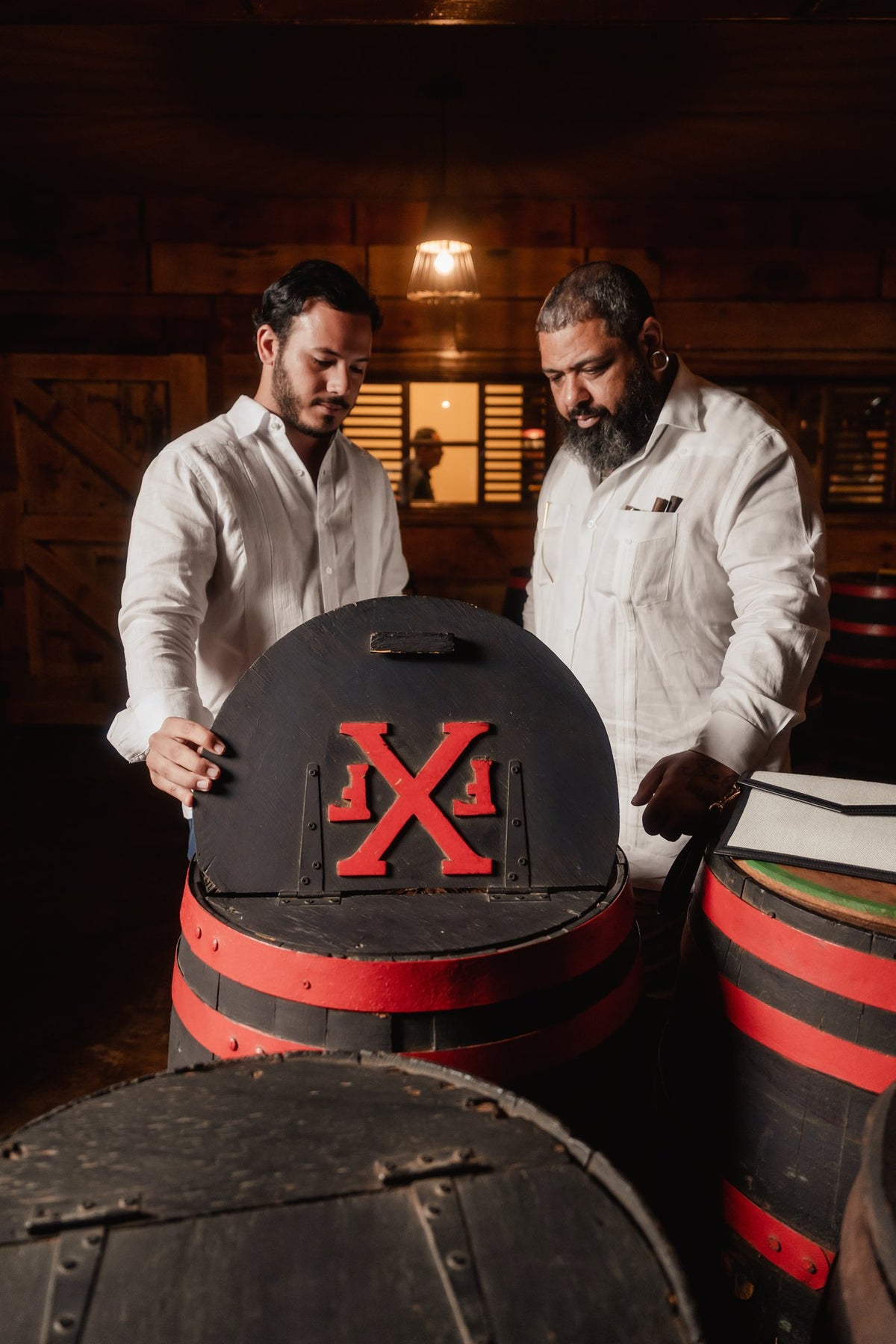 Tobacco aging barrels at Arturo Fuente.
